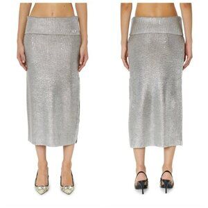 Diesel Silver Wool Knit M-Adhuette Skirt Size M